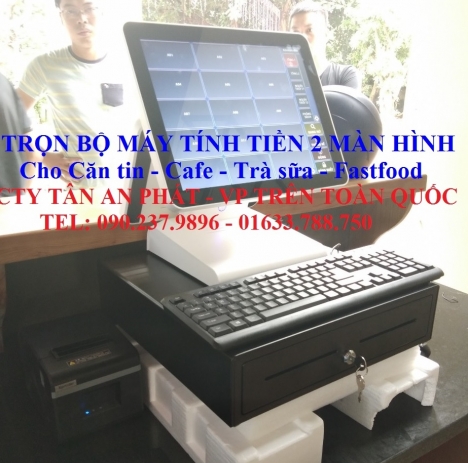 Máy tính tiền cảm ứng trọn bộ dùng cho coffee và Fastfood