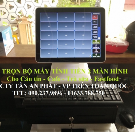 Máy tính tiền cảm ứng trọn bộ dùng cho coffee và Fastfood