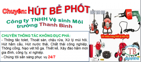 Chuyên hút bể phốt, thông cống bằng máy lò xo, không đục phá- có hóa đơn VAT