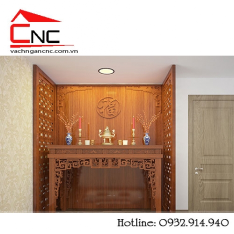 Tháng 8-mẫu vách ngăn cnc phòng thờ với phòng khách bằng gỗ