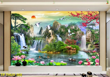 tranh vải lụa 3d dán tường