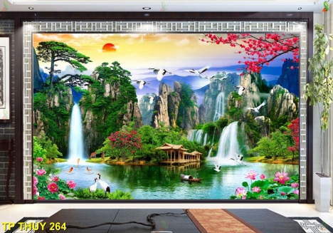 tranh vải lụa 3d dán tường