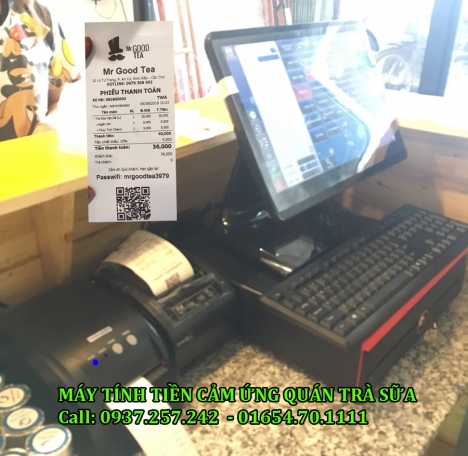 Bán trọn bộ máy tính tiền cảm ứng cho quán trà sữa tại Phú Quốc, Hà Tiên