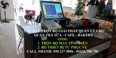 Máy tính tiền trọn bộ dùng cho quán trà sữa, cafe, nhà hàng