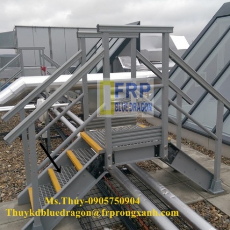 Miếng ốp gờ cầu thang frp không rỉ sét, mương thoát nước frp grating