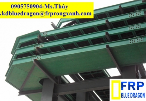 Miếng ốp gờ cầu thang frp không rỉ sét, mương thoát nước frp grating