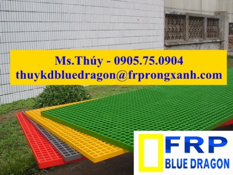 Miếng ốp gờ cầu thang frp không rỉ sét, mương thoát nước frp grating