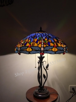 Đèn Bàn Tiffany Họa Tiết Chuồn Vàng