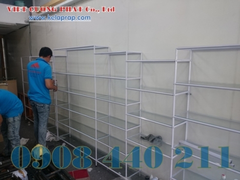 Giá kệ ,kệ sắt lắp ráp,kệ trưng bày sản phẩm,kệ hội chợ  tháo ráp Việt Cường Phát