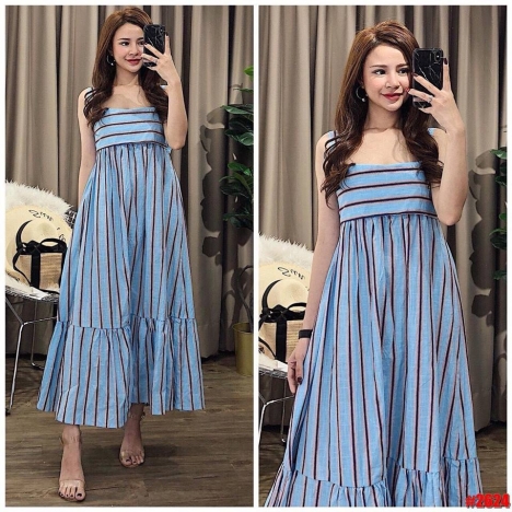 Đầm maxi kẻ sọc