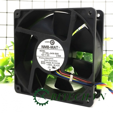 Quạt DC NMB 4715KL-04W-B86 12V 2.50A kích thước 12x12x3.8 chính hãng