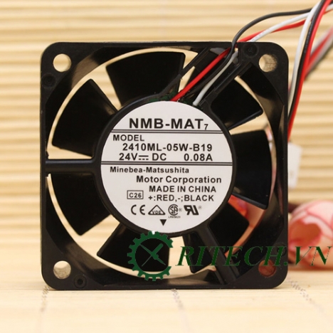 Quạt DC 3 dây NMB 2410ML-05W-B19 24V kích thước 60x60x25mm chính hãng