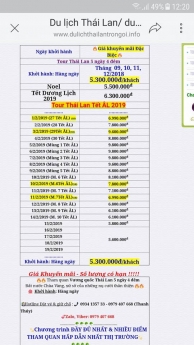 Tour Thái Lan 5 ngày 4 đêm. Trọn gói 5.300.000đ/khách