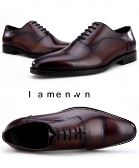 Gìay Công Sở Nam Oxford Nâu Sang Trọng Chất Lượng Cao