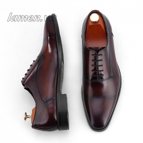 Gìay Công Sở Nam Oxford Nâu Sang Trọng Chất Lượng Cao