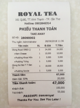 Máy tính tiền giá rẻ cho quán trà sữa tại Phú Yên