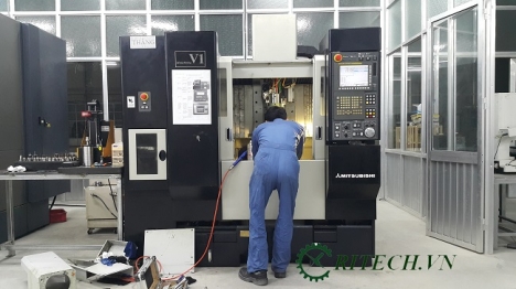 Chuyên sửa chữa máy phay Mitsubishi V1 hỏng trục chính, gia công sai số, va đập trục chính