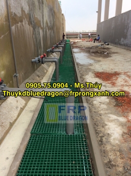 Tấm sàn frp grating, sàn lót trên máy móc vận hành kháng hóa chất