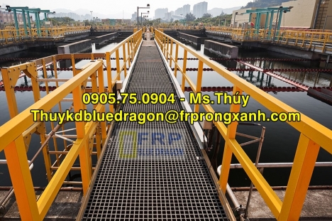 Tấm sàn frp grating, sàn lót trên máy móc vận hành kháng hóa chất