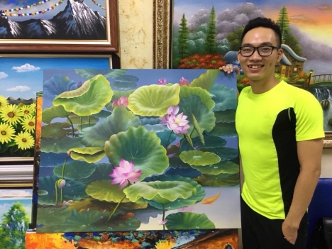 Tranh sơn dầu hoa sen