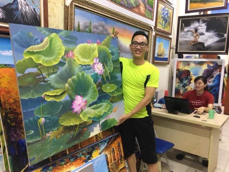 Tranh sơn dầu hoa sen