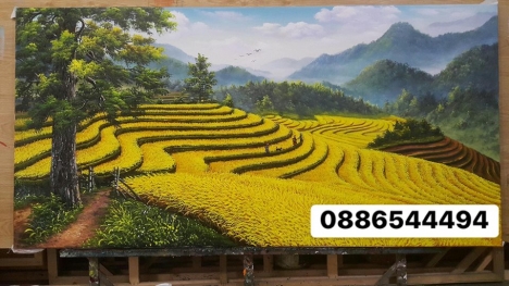 Tranh sơn dầu ruộng bậc thang tây bắc sơn dầu