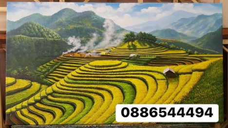 Tranh sơn dầu ruộng bậc thang tây bắc sơn dầu