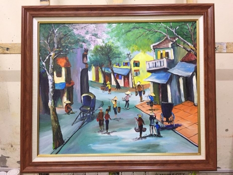 tranh phố cổ hà nội sơn dầu