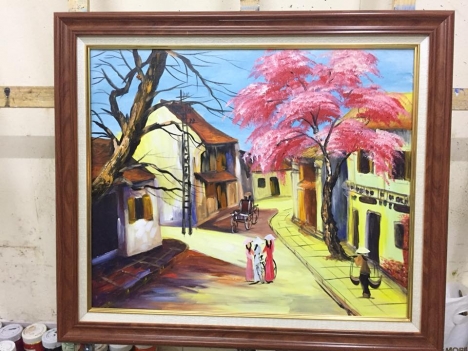 tranh phố cổ hà nội sơn dầu