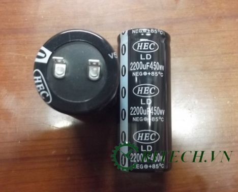 Tụ hóa 2200UF 450V loại 2 chân kích thước 45x100mm giá rẻ
