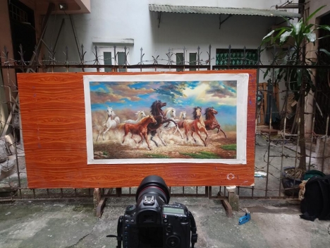 Tranh sơn dầu phong thủy bát mã