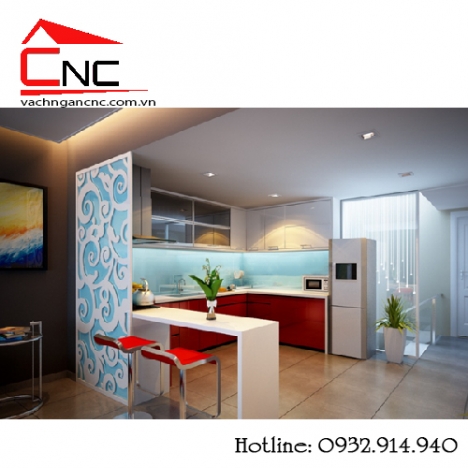 Các kiểu vách ngăn bằng gỗ phòng khách và phòng bếp đẹp
