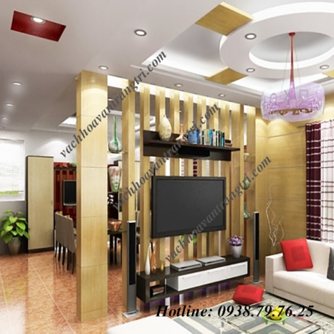 Thiết kế lam gỗ cầu thang trang trí, che chắn không gian nhà.