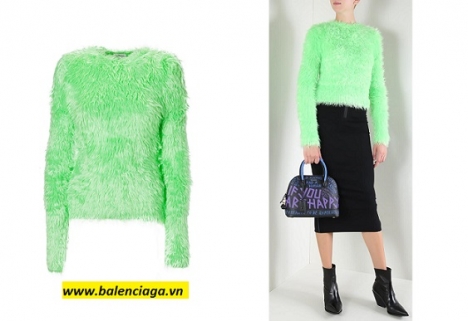 Áo lông Balenciaga faux fur knit pullover