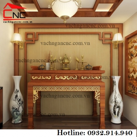 Vách ngăn hoa văn, thiết kế vách phòng thờ chung cư đẹp