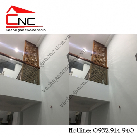 Thi công vách ngăn cnc che chân cầu thang đẹp làm ở Hoàng Hoa Thám, Q.Bình Thạnh