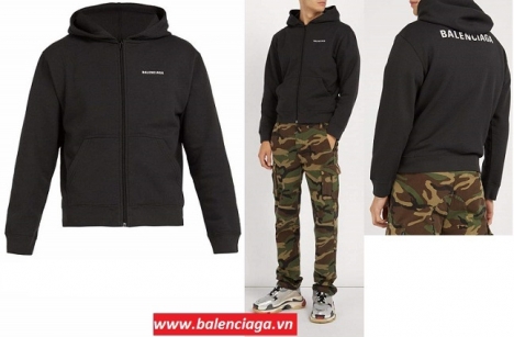 Áo khoác nam Balenciaga blend hooded sweatshirt black