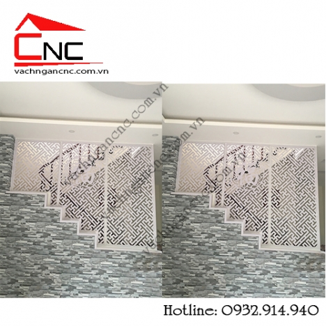 Thi công vách ngăn cnc che chân cầu thang đẹp làm ở Hoàng Hoa Thám, Q.Bình Thạnh