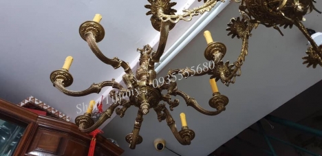 Đèn Chùm Đồng Cổ Châu Âu 8 Tay