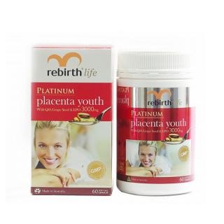 Nhau Thai Cừu đẹp da săn chắc da Rebirth 60 viên của Úc