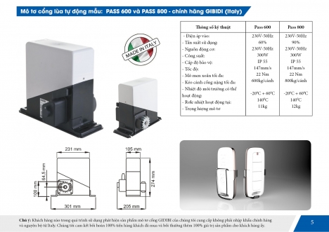 Moto Cổng Trượt Pass 800- Chính Hãng GIBIDI (ITALY)