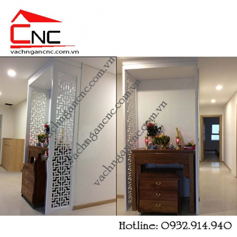 Vách ngăn chung cư đẹp, mẫu vách cnc cho phòng bàn thờ