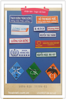 In logo/nhãn tên trên chất liệu vải keo/ decal/bạt hiflex/inox đổ keo