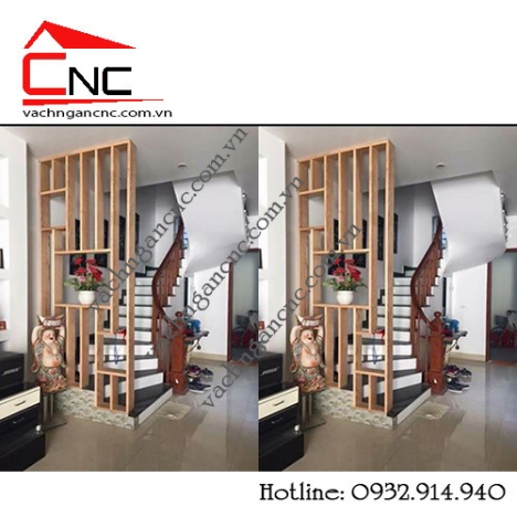 Phong cách trang trí cầu thang phòng khách - mẫu lam gỗ đẹp