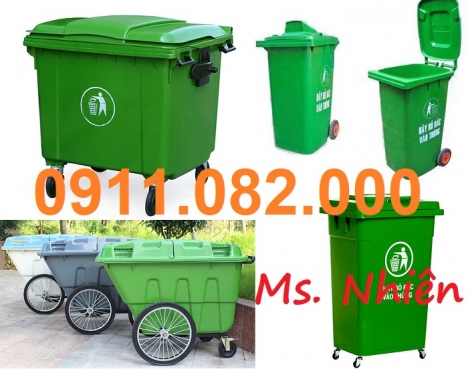 Cung cấp thùng rác 660 lít giá rẻ- 4 bánh xe nắp kín