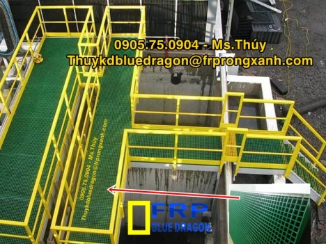 Frp grating kháng hóa chất, không rỉ sét, chống cháy lan