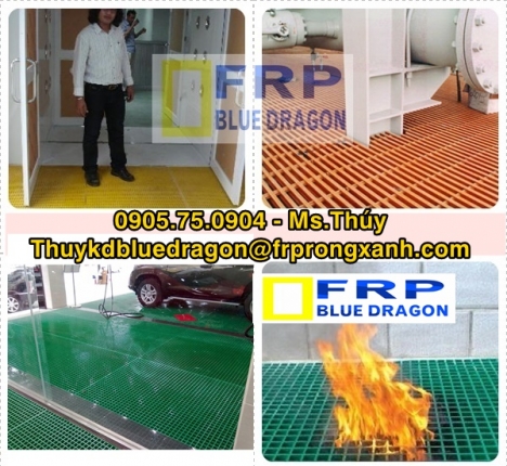 Frp grating kháng hóa chất, không rỉ sét, chống cháy lan