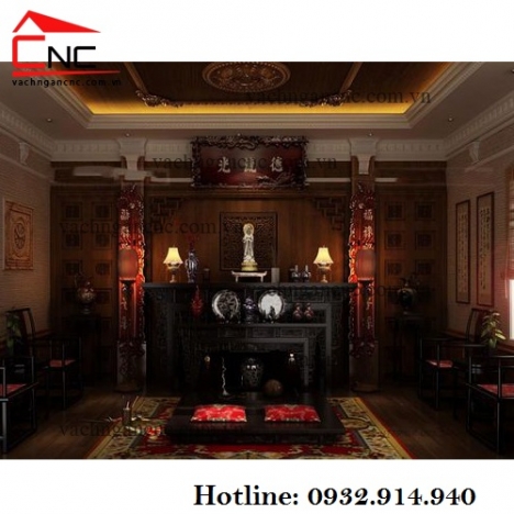 Gợi ý làm vách ngăn cnc giữa phòng khách và bàn thờ chung cư