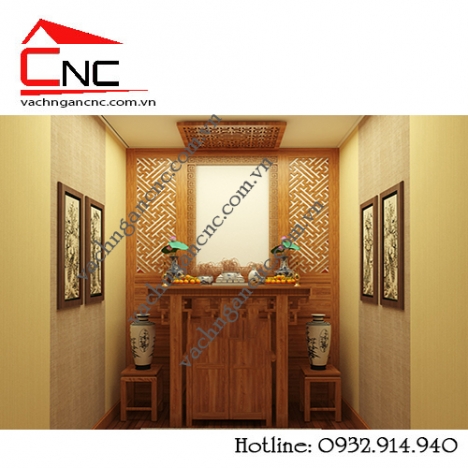 Gợi ý làm vách ngăn cnc giữa phòng khách và bàn thờ chung cư