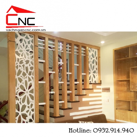 Nhà phố đẹp khi có vách ngăn hoa văn cầu thang cnc
